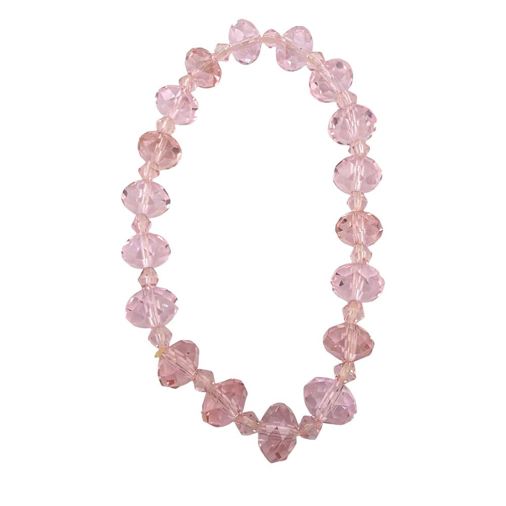 Vintage Pink Faceted Glass Crystal Stretch Bracelet